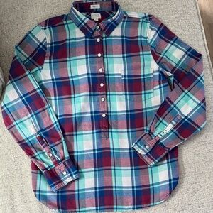 J. Crew Women’s Flannel Plaid Shirt - Blue, Red, White